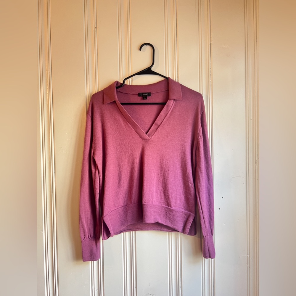 J Crew Women’s Polo Crew Neck Pull Over Merino Wool Sweater Small